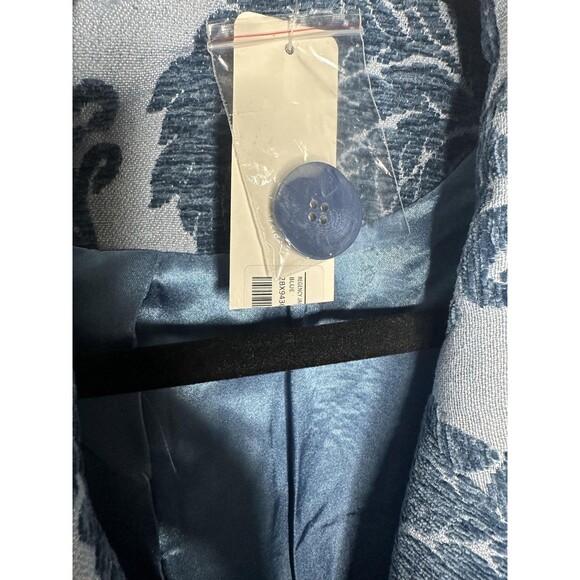 NEW Soft Surroundings Coat Womens XL Blue Damask Jacquard Topper Style 28X94 - Picture 6 of 9